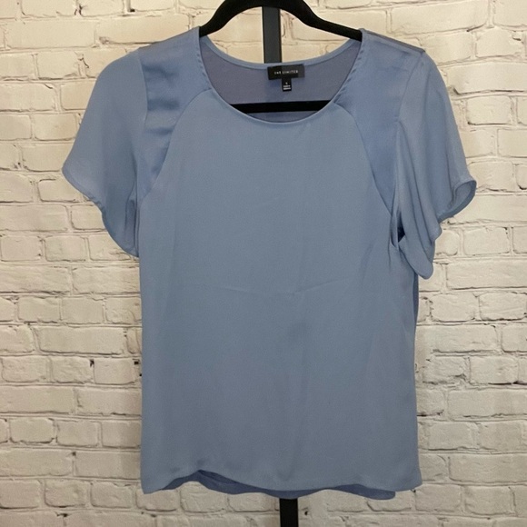 The Limited Tops - The Limited Blue Flutter Sleeve Blouse